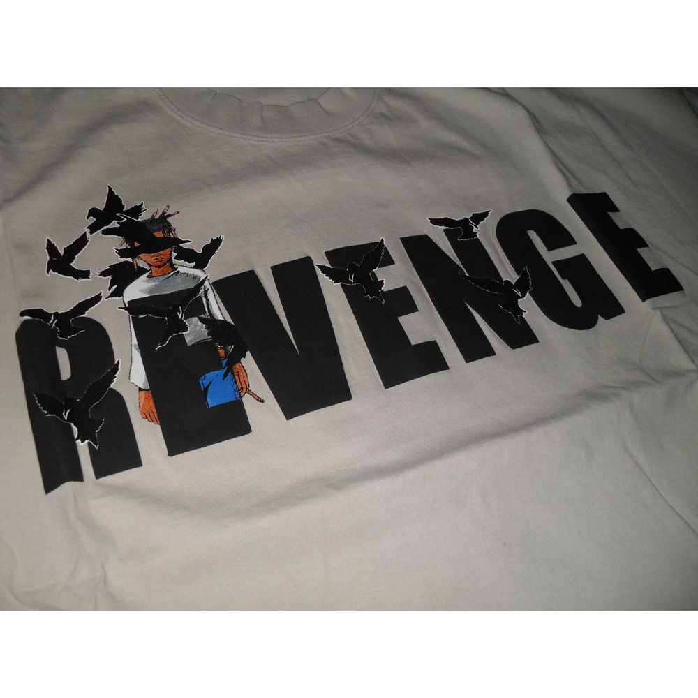 Revenge JUICE WRLD 999 Crows Tee Cement Bubble Print Felt T-Shirt XXL Authentic‎